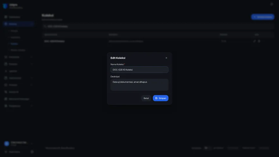 Dialog Edit Koleksi berisi nama koleksi sebelum diubah